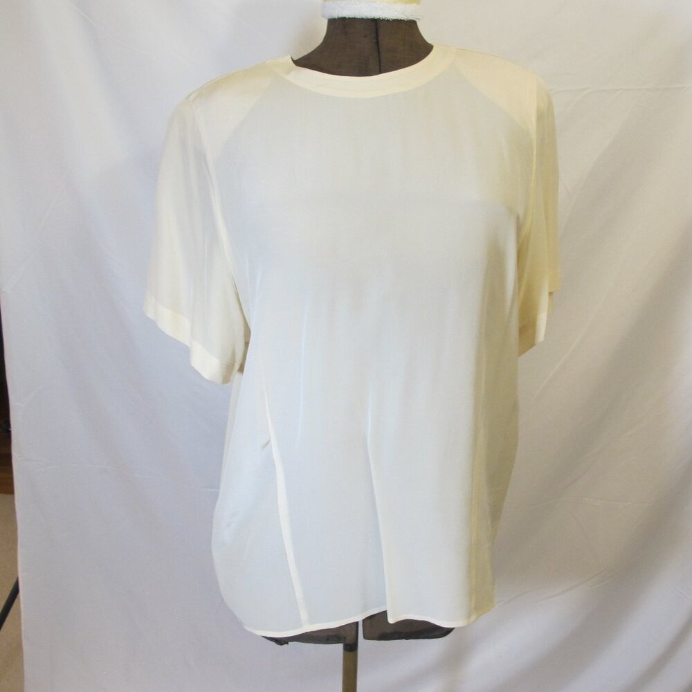 August Silk beige silk blouse  L